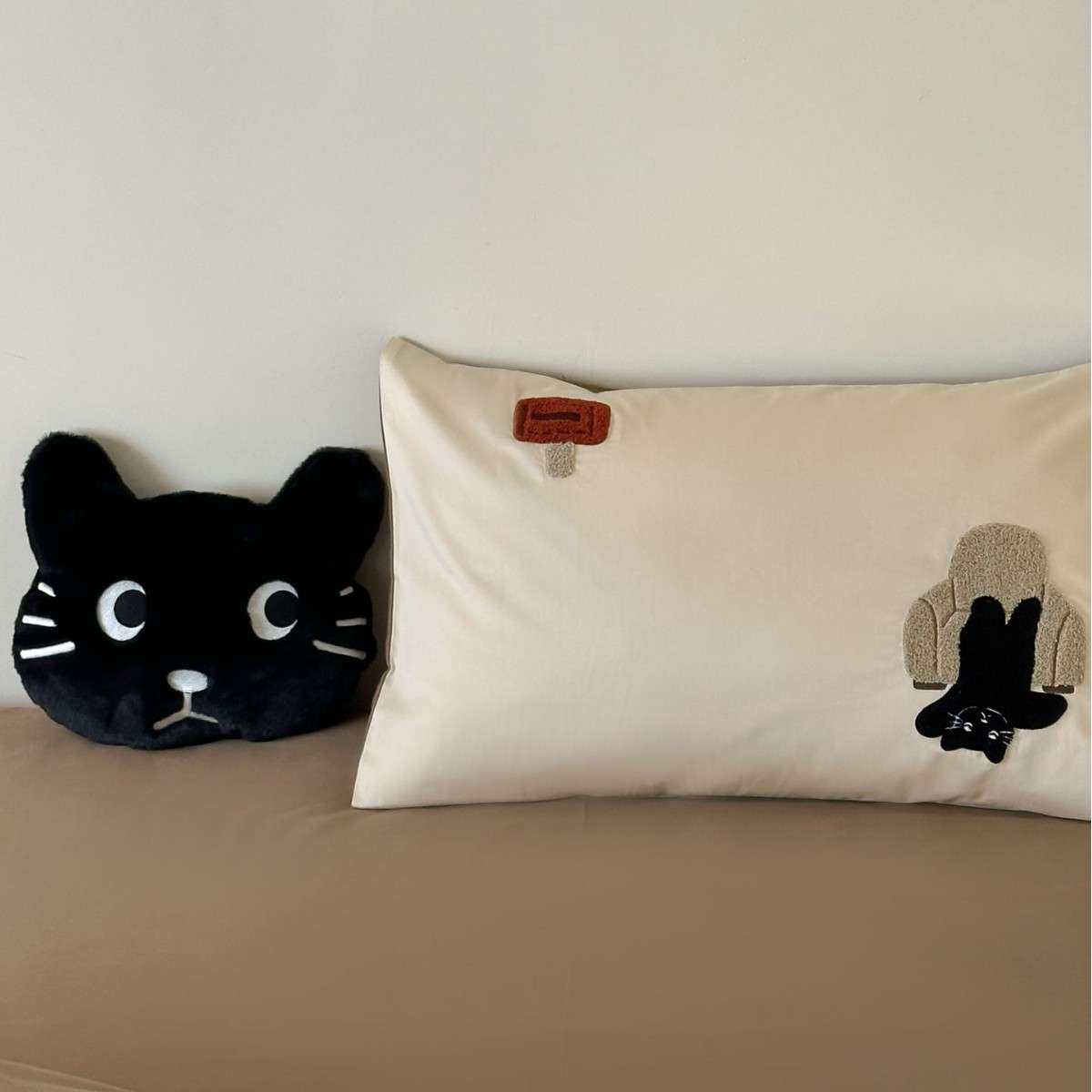 可爱小猫全棉儿童刺绣条纹四件套被套床单款小清新高端轻奢床品,淘宝优惠券,粉丝福利购,淘宝优惠卷