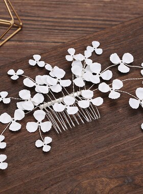 Bridal Hair Accessory Korean White Flower Diamond Hair CombI