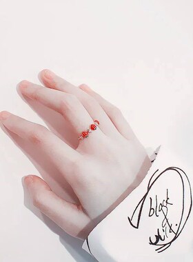 ONEVAN Rhinestones Sweet Fruit Red Strawberry Open Adjustabl