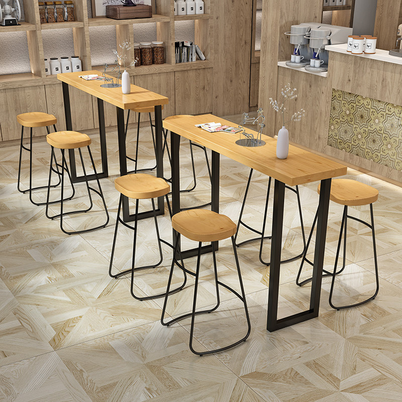 铁艺实木阳台桌椅靠墙吧台桌奶茶店商用酒吧桌椅咖啡厅快餐店,淘宝优惠券,粉丝福利购,淘宝优惠卷
