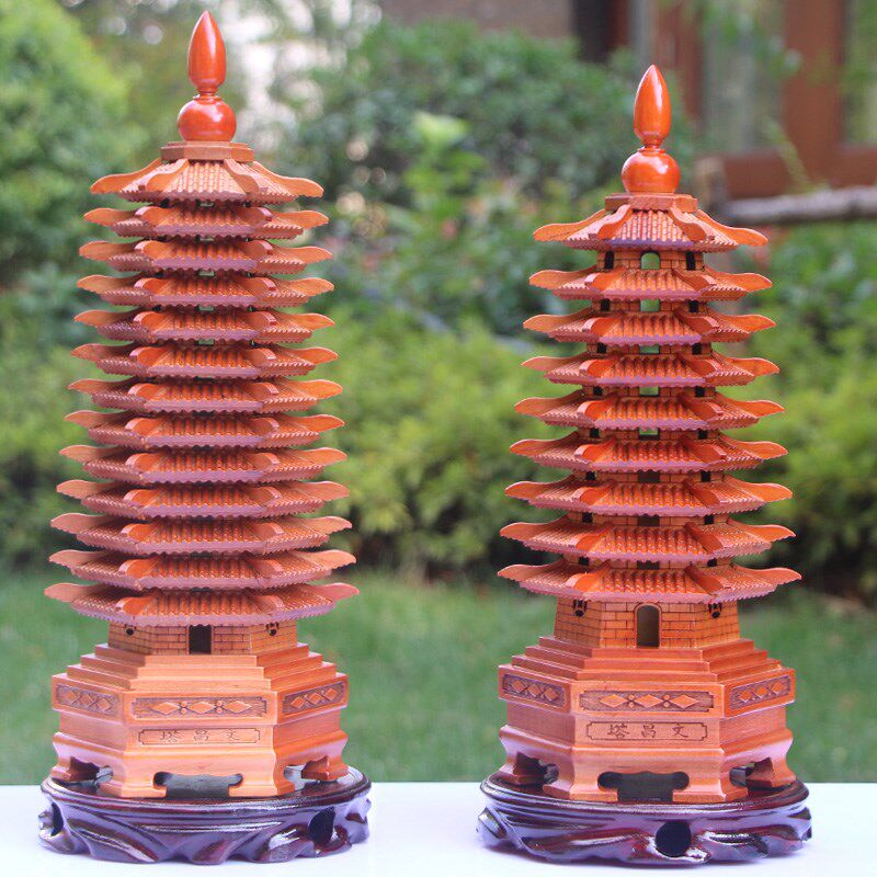 桃木文昌塔摆件九层十三层孩子书房书桌面装饰摆件桃木雕刻文昌塔,淘宝优惠券,粉丝福利购,淘宝优惠卷