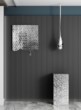 银色不锈钢雕塑底座定制售楼部走道装置水波纹金属落地基座摆件