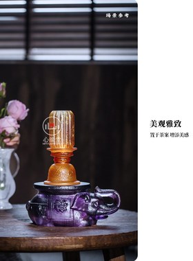 心缘堂琉璃烛台皓月当空琉璃灯复古文艺卧室灯香器氛围感摆件