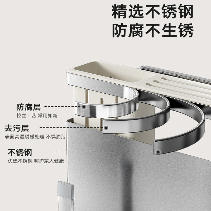 不锈钢厨房刀架置物架台面壁挂多功能一体放菜刀砧板菜板筷子收纳,淘宝优惠券,粉丝福利购,淘宝优惠卷