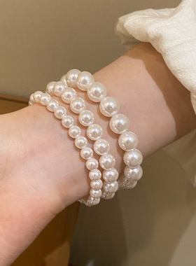 轻奢小众高级感玻璃珍珠手串手链女时尚百搭气质简约手环手饰