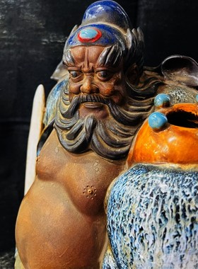 诚真草堂孤品晚清陶瓷醉酒钟馗家居饰品客厅怀旧装饰摆件复古礼品