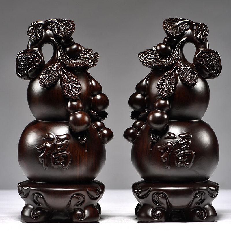黑檀木雕葫芦一对摆件实木质雕刻福禄葫芦家居客厅摆设装饰工艺品,淘宝优惠券,粉丝福利购,淘宝优惠卷