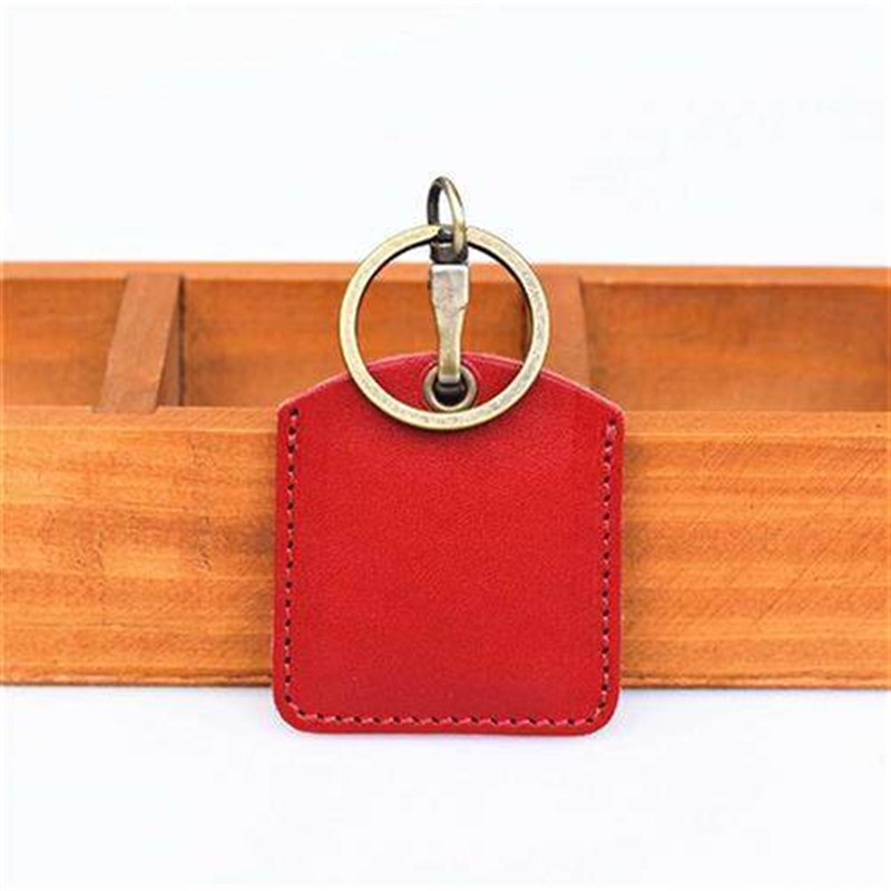 Genuine leather mini card holder square card holder cowhide bus subway access control elevator card attendance meal card