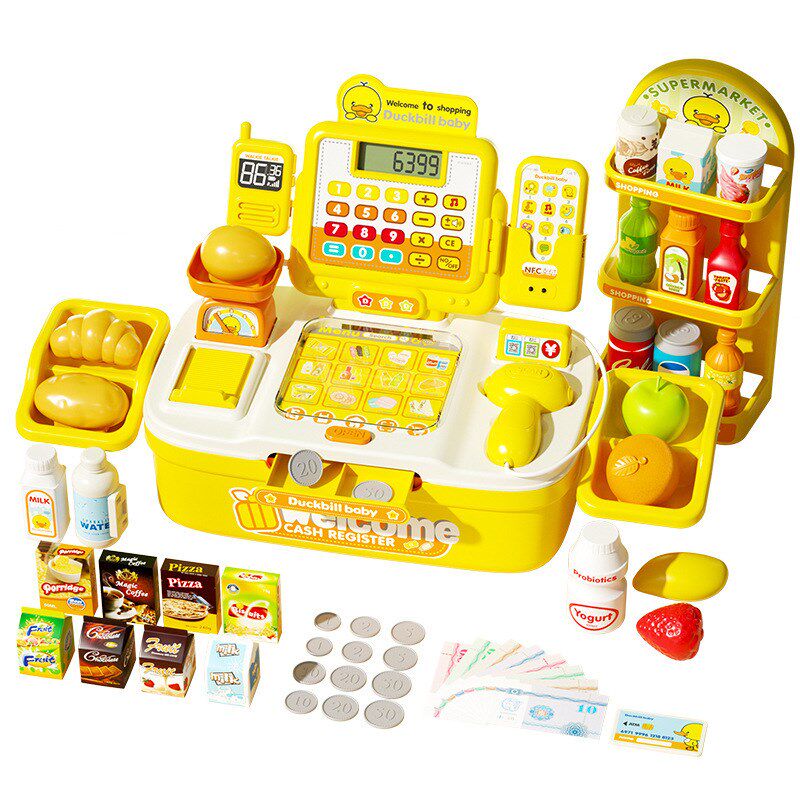 Supermarket simulation cash register toy multifunctional scannable recognition induction cashier girl play house set