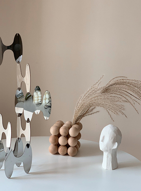 Homeside电镀金属摆件北欧复古银H形中古风镜面几何桌面装饰艺术