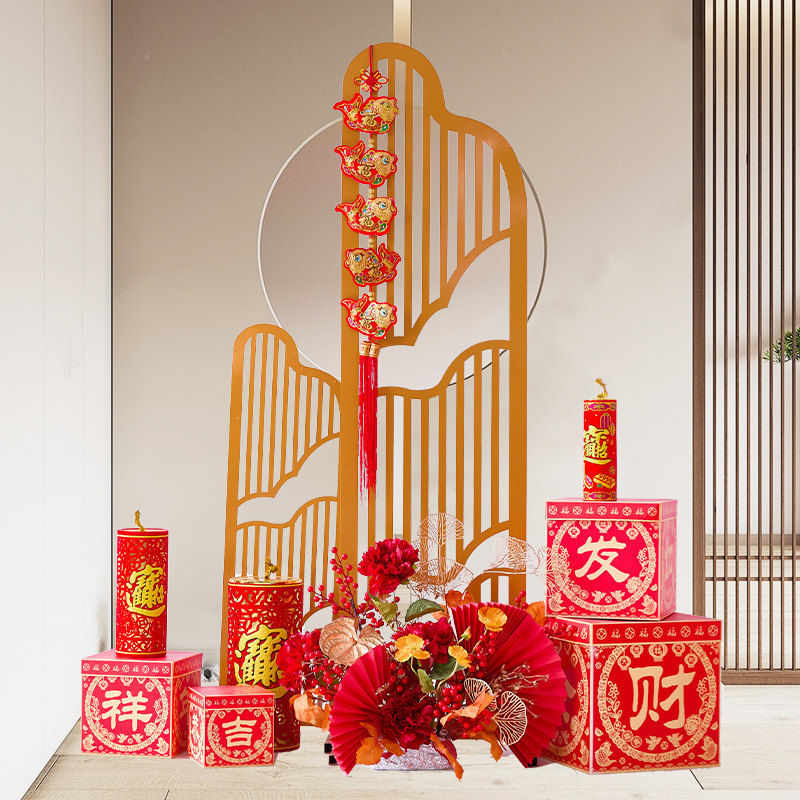 过年喜庆装饰摆件商场酒店橱窗装饰场景布置装饰花卉仿真花高档,淘宝优惠券,粉丝福利购,淘宝优惠卷