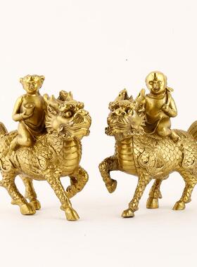 厂家黄铜送子麒麟摆单人子麟403双孩送送子麒麟祥云件麒麒麟