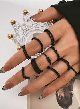 10Pcs/Set Bohemian Geometric Metal Ring Set Womens Vintage