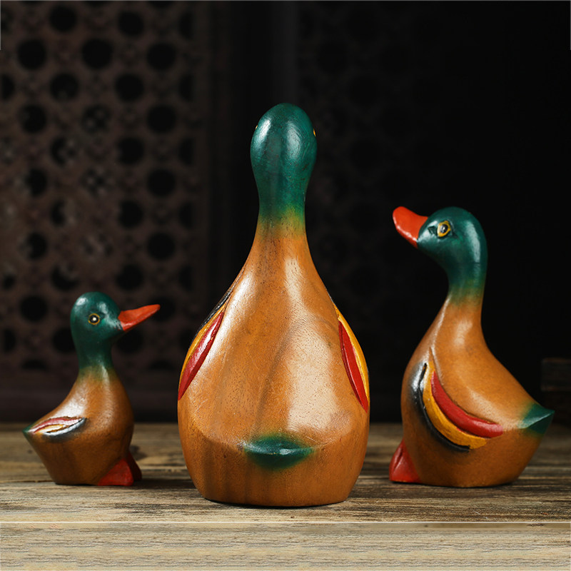 泰国工艺品木头鸭子摆件客厅电视柜酒架书架博古架站立装饰品摆设,淘宝优惠券,粉丝福利购,淘宝优惠卷