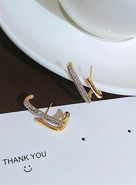 2023 New Bright Crystal Luxury Korean Unusual Claw Stud Earr