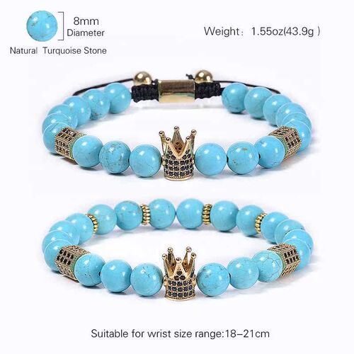 Natural Turquoise Braided Brlet Natural Stone Copper Micro-S - 图3