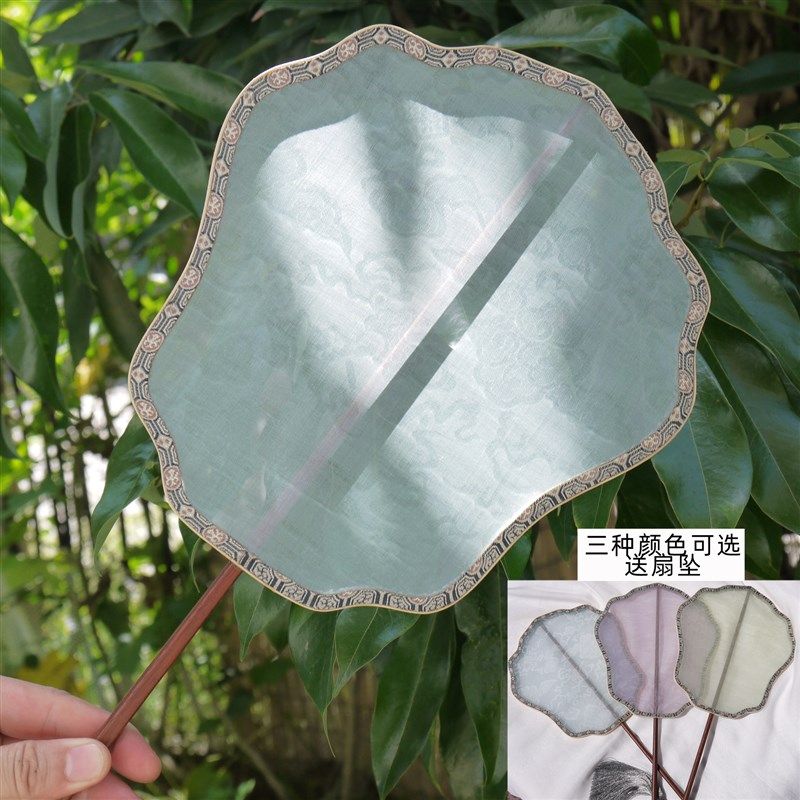 真丝花罗六瓣鸡翅木长柄异形宫扇小团扇仿古舞蹈摄影cos道具,淘宝优惠券,粉丝福利购,淘宝优惠卷