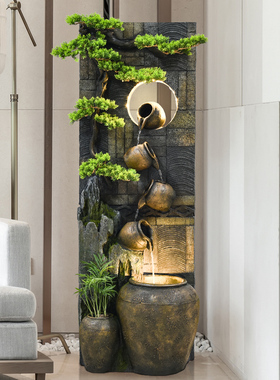 落地水幕墙假山喷泉流水摆件屏风造景客厅阳台办公室大型装饰品