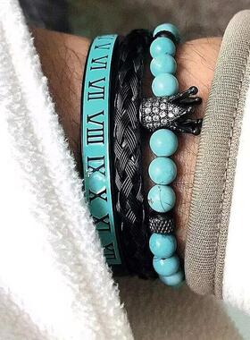 Natural Turquoise Stone Beads Black Crown Leopard Head