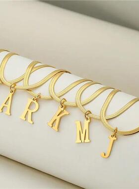 HECHENG, Stainless steel Letter Choker for Women Snake Chain