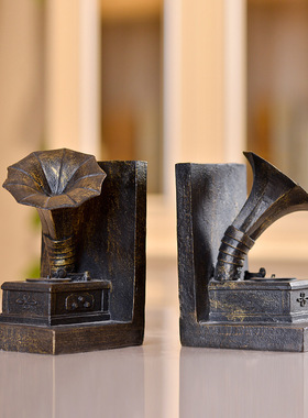 欧式复古留声机摆件模型书档造型软装工艺品装饰书档创意家居摆件