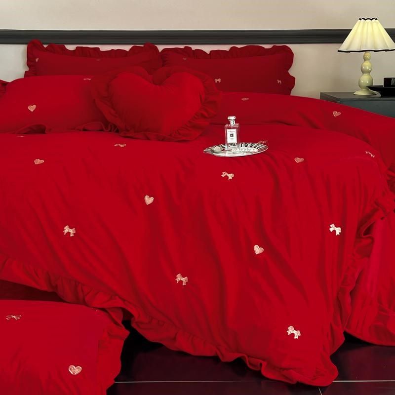【送抱枕】冬季红色结婚乔迁珊瑚绒四件婚庆新房床上用品,淘宝优惠券,粉丝福利购,淘宝优惠卷
