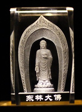 水晶内雕工艺品饰品礼品摆件东林大佛桌面雕刻发光USB接口七彩色