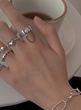 Korea Punk Love Heart Ring Set 5pcs Personality Temperament