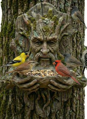 Tree-Integrated Bird Feeding Sculpture树精喂鸟器雕塑花园装饰