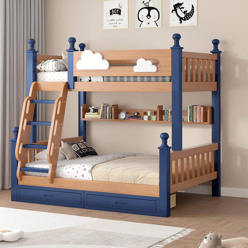 全实木上下双层床儿童床男孩女孩双人床橡胶木上下铺高低床子母床,淘宝优惠券,粉丝福利购,淘宝优惠卷