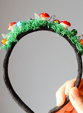 Fantasy Forest Mossy Mushroom Crown Fairy Headband Woodland