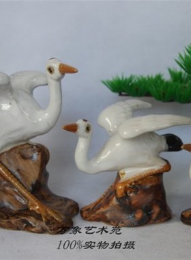 山水盆景鱼缸造景配件仙鹤丹顶鹤鹤陶瓷摆件动物装饰工艺品推荐