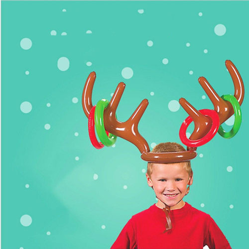Inflatable Santa Funny Reindeer Antler Hat Ring Toss - 图1