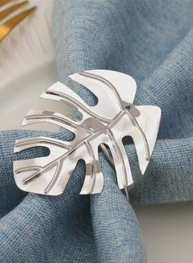 NEW 6pcs Napkin Rings Set Leaves Napkin Ring Holders