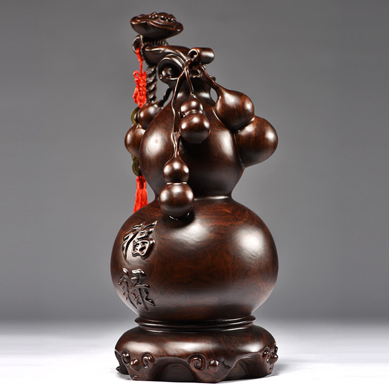 黑檀木雕葫芦福禄摆件实木质家居客厅电视柜送礼装饰品雕刻工艺品,淘宝优惠券,粉丝福利购,淘宝优惠卷