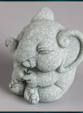 器物志大象办公客厅桌面饰品摆件鱼缸装饰造景青砂石茶宠精品可养