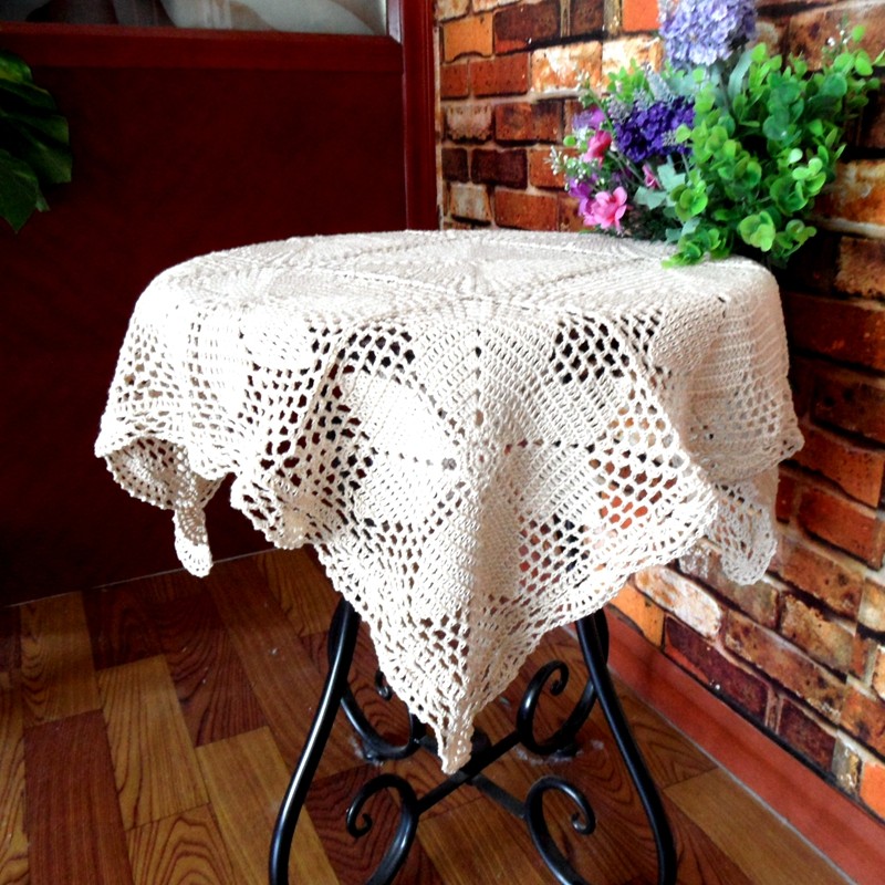纯手工钩针勾花镂空编织桌布欧式蕾丝复古田园沙发盖巾正方形定制,淘宝优惠券,粉丝福利购,淘宝优惠卷