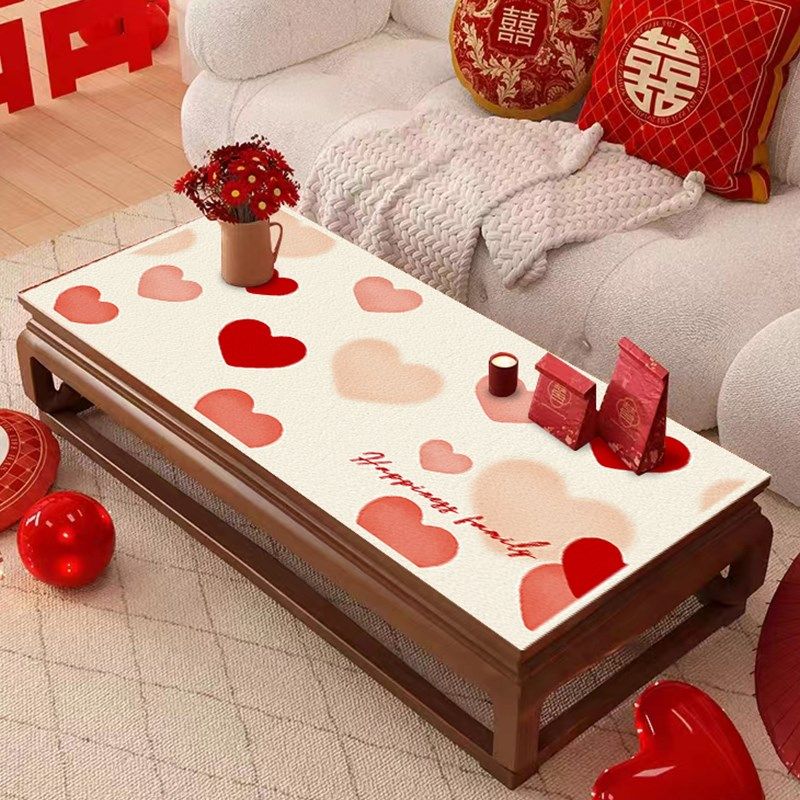 喜庆茶几结婚桌布红色订婚摆台装饰桌垫婚房布置喜字餐桌点事柜垫,淘宝优惠券,粉丝福利购,淘宝优惠卷