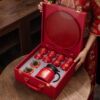 Wedding tea cup, newlywed household Chinese-style ceramic tea set, wedding dowry, high-end national style wedding box, pair of cups