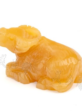 天然玉石牛摆件大号生肖水牛招财家居办公室装饰黄玉卧牛手工雕刻