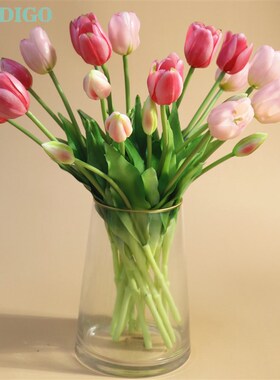 Silicone Tulip (3 Flowers+2 Bud) Bouquet Real Touch High Qua
