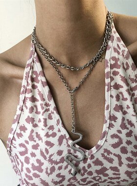 Exaggerated multi-layer chain Zodiac Snake Pendant creative