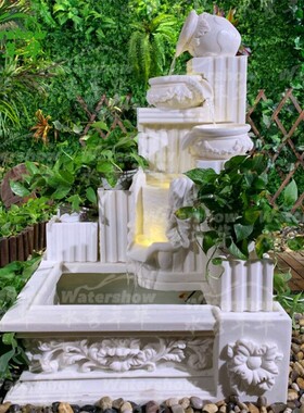 欧式喷泉流水鱼池摆件客厅花园水景装饰品摆件别墅庭院鱼池工艺品