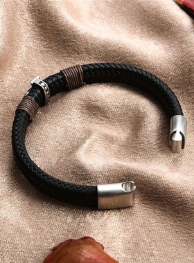 Braided Leather Brlet New Ancient Egypt Cross Stainless Stee