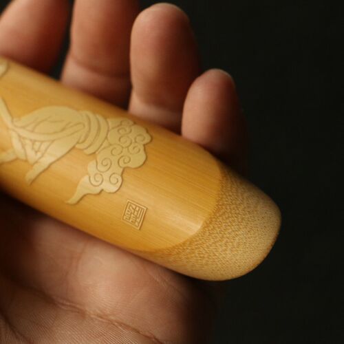 精品名家戚挺飞纯手工留青雕刻小号玉竹茶勺竹茶则竹雕竹制小茶具 - 图2
