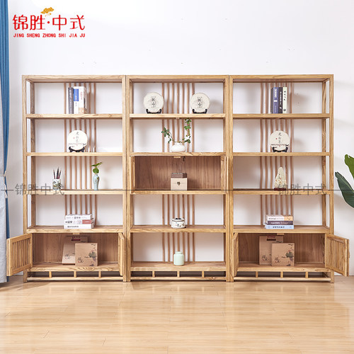 茶叶店展示柜陈列柜实木榆木带灯茶具博古架普洱茶饼架货架展示架 - 图2