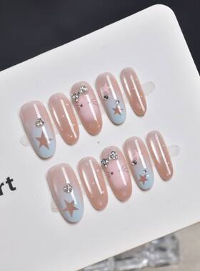 蓝色HelloKitty可爱猫眼穿戴甲