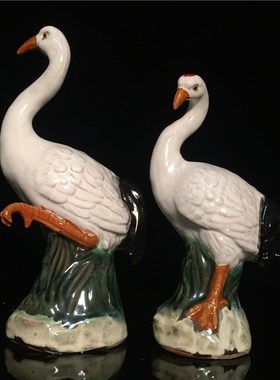 石湾公仔陶瓷鹤生肖创意家居客厅博古架电视柜摆件动物手工艺礼品