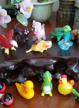 年代出口创汇北京料器纯手工老料器琉璃滑稽小动物可爱卡通摆件