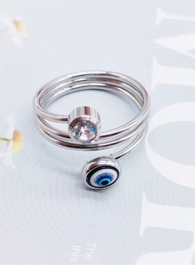 Rinhoo Punk Stainless Steel Lucky Evil Eye Ring For Women Me